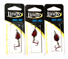 SET OF 3 Lindy 360 Jig 1/4oz Metallic Red Gold Bead Fishing Jig Lure