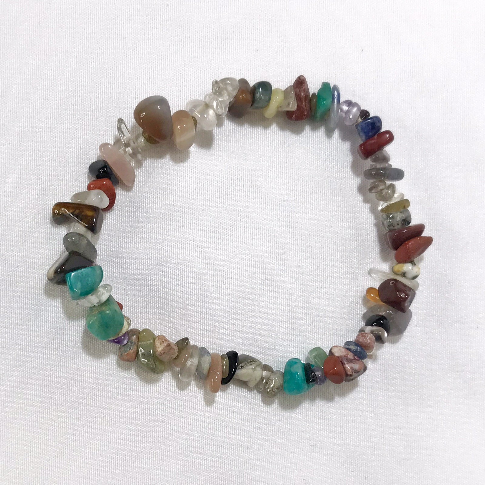 Multi Gemstone Chip Tumbled Stretch Bracelet 8.5” - image 2