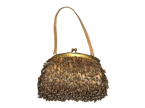 Antike Santi Gold Perlen Geldbörse, antike Art Deco Perlen Geldbörse, Gold Perlen Tasche,