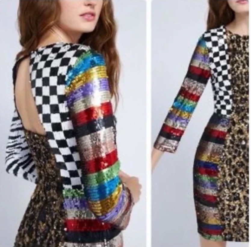 Alice And Olivia Jae Multi Sequin Patchwork Keyho… - image 6