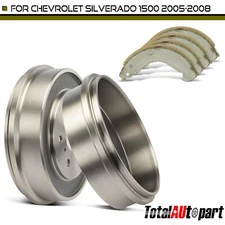 Brake Drum + Ceramic Brake Shoe for Chevrolet Silverado 1500 2005-2008 GMC Rear