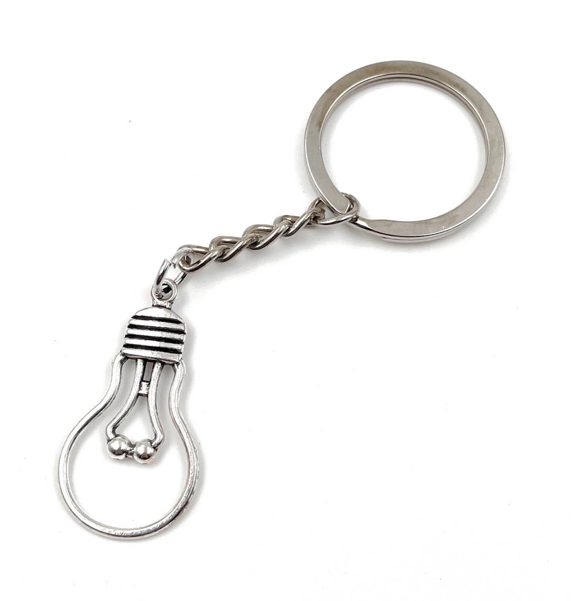Porte-Clés Design Ampoule En Métal Argenté - Petit Charm Original Pour Clés