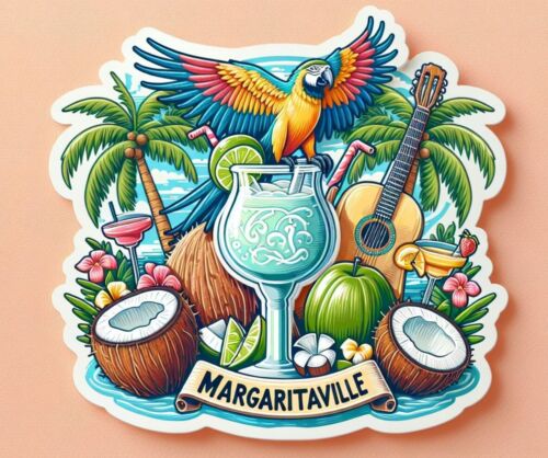 Margaritaville ~ autocollant vinyle 2 pouces ~ ParrotHead ~ Jimmy Buffett ~ Fins Up - Photo 1 sur 1