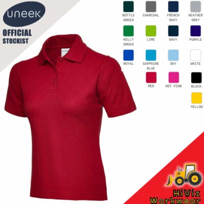 Ladies Cotton Poloshirt Short Sleeve Plain Workwear Smart Tee Unisex Collar Top