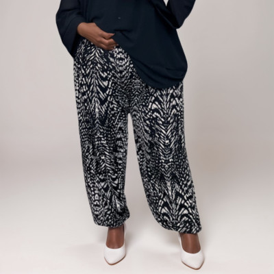 ROCKTHOSECURVES WOMENS HAREM PANTS BLACK BROWN SPOTS PLUS SIZE ALI BABA TROUSERS