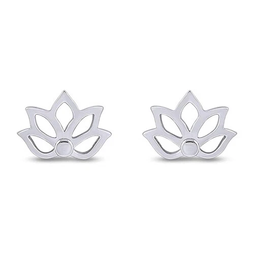 Brincos de flor de lótus com push back folheados a ouro 14k prata esterlina 925 - Imagem 2 de 4