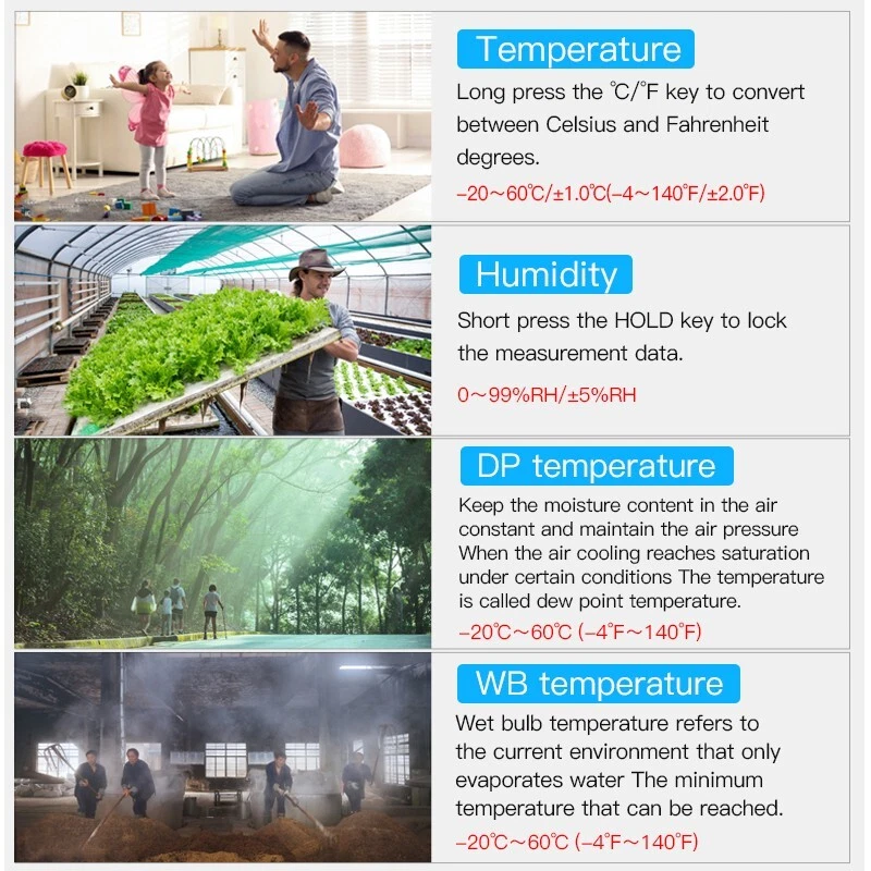 MESTEK TH11 Digitales Temperatur Luftfeuchtigkeit Messgerät Innen Außen Hygrometer - Bild 2 von 4