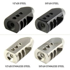 1/2"x28 or 5/8"x24 Thread Tanker Style Muzzle Brake .223/5.56/22LR .308 300BLK