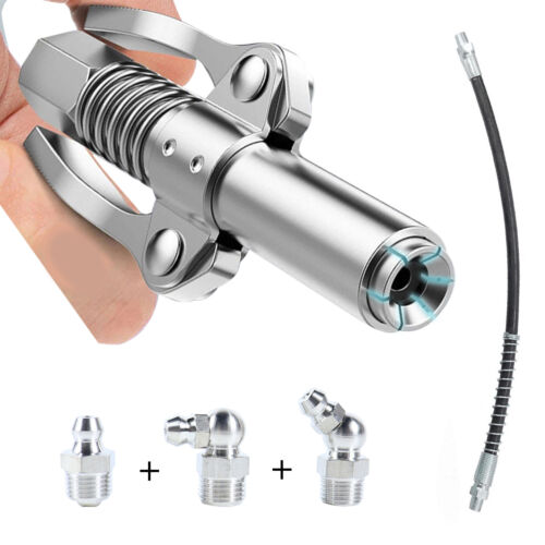 Grease Gun Coupler High Pressure Quick Release Lock Nozzles w/Hose For 1/8"NPT - Picture 13 of 18