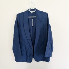 NWT Chico's Linen Jacket Blazer Open Front Summer Layer Blue Career Sz 2