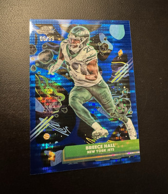 2025 Topps Chrome Cosmic Breece Hall Blue Moon Refractor New York Jets 06/99