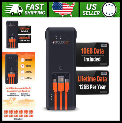 SIMO Solis Go Mobile Hotspot WiFi Power Bank with Built-In Cables