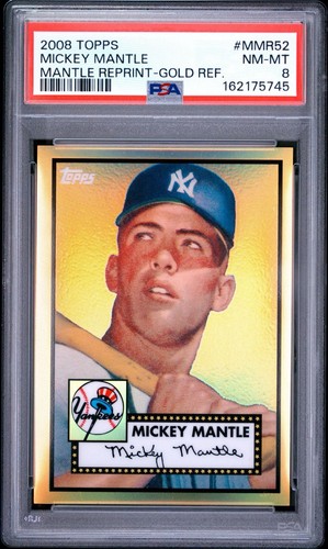 2008 Topps Mickey Mantle PSA 8 1952 Gold Refractor MMR52