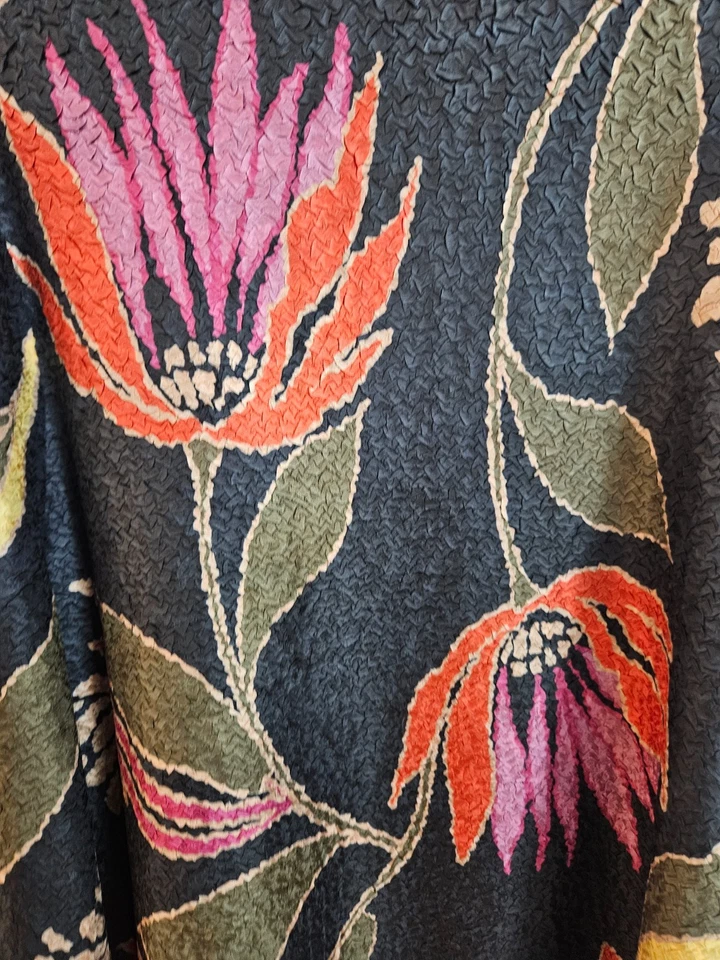 Chico's Size 2 Reversible Animal Print Floral Crushed Duster Kimono Jacket L - Image 3 of 4