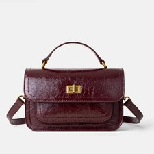 Vintage Genuine Leather Mini Crossbody Bag Retro Luxury Handbag Purse