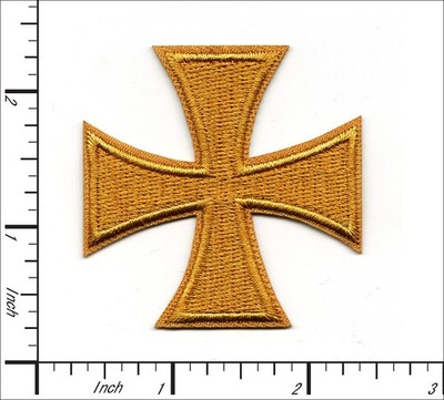 24 Pcs Embroidered Iron on patches Golden Color Cross  53x53mm  AP047cK