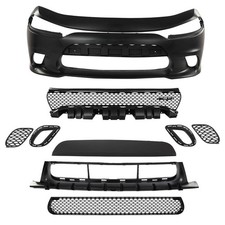 9PCS Front Bumper Body Kit SRT Style Black for Dodge Charger 2015-2022