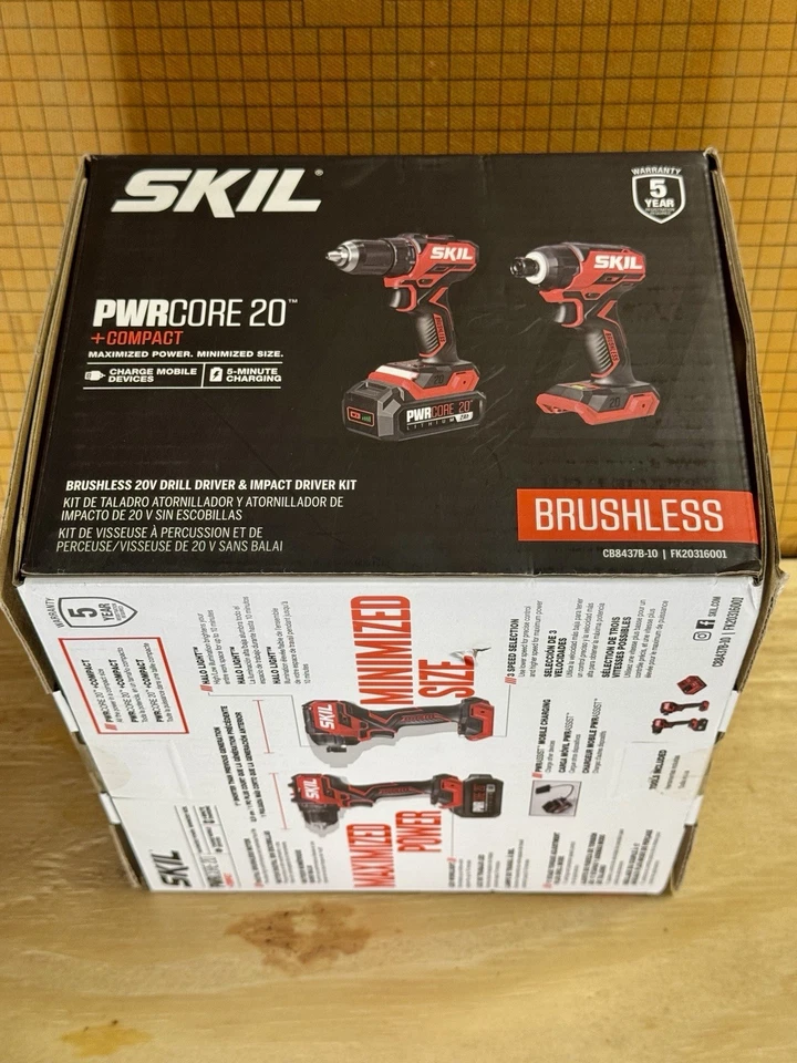 SKIL PWR Core 20 Brushless 20V Drill Driver & Impact Driver Kit CB74  - Image 2 of 3