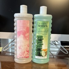 Lot of Two Avon Senses Cucumber Melon Blushing Kiss Bubble Bath, 24 oz Free Sh