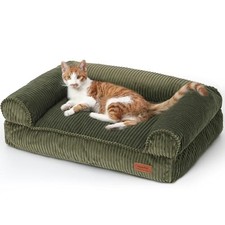 Dog Couch Bed, Corduroy Cozy Cat Bed for Indoor Cats 28.3"Lx20.5"Wx9"Th Green