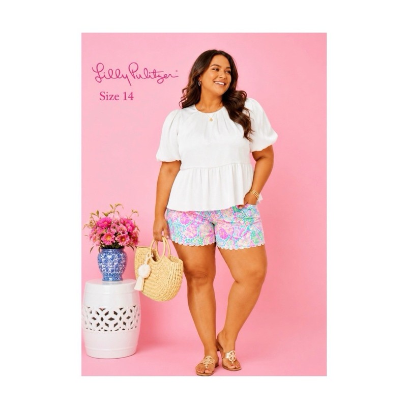 Lilly Pulitzer Ivory Silky Satin Peplum Top Size 14 