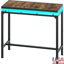 LED Bar Table W/ Color Changing Lights Counter Height Pub Table Metal Frame New
