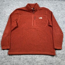 The North Face Mens Gordon Lyons Quarter Zip Fleece Pullover Red Heather XXL