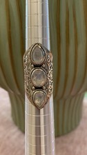 3 Stone Moonstone 925 Ring Size 7 Sterling Silver Jewelry