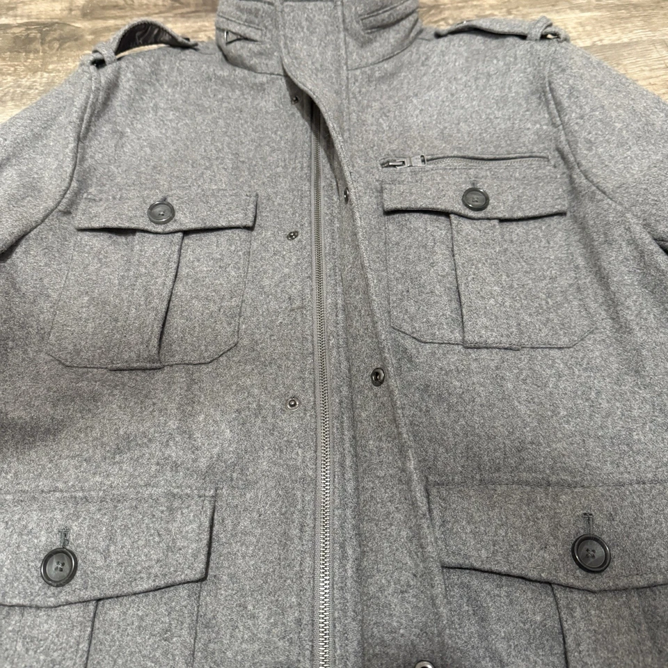 Abrigo de invierno Express 4 bolsillos gris mezcla de lana tweed | XL para hombre Foto 4 de 4