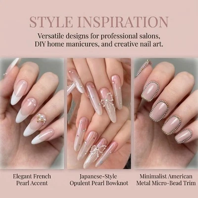 12 Gitter Mixed Pearl Nail Art Dekorationen Flach Boden Nagel Charms 3D DIY - Bild 1 von 4