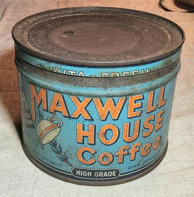 VINTAGE MAXWELL HOUSE COFFEE HIGH GRADE ONE POUND CIRCULAR DISPLAY