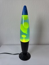 Vintage 90  s 16" Inch LP-20A Green Blue Lava Lamp with Black Base Bullet TESTED
