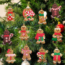 12PCS Gingerbread Man Ornaments for Christmas Tree, Gingerbread Figurines Orname