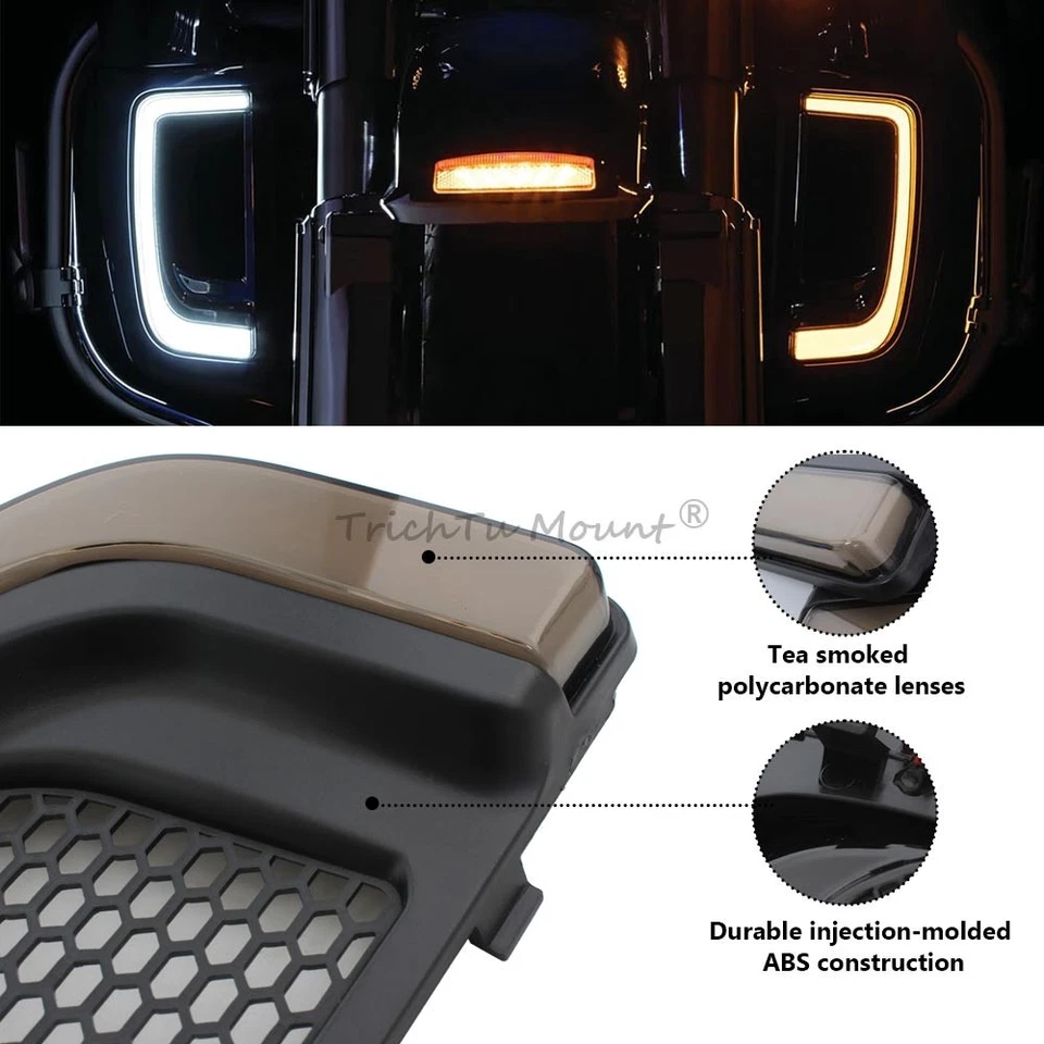 LED Fairing Lower Grills For Harley Electra Road Street Tri Glide CVO 14-2023 - Image 4 of 4