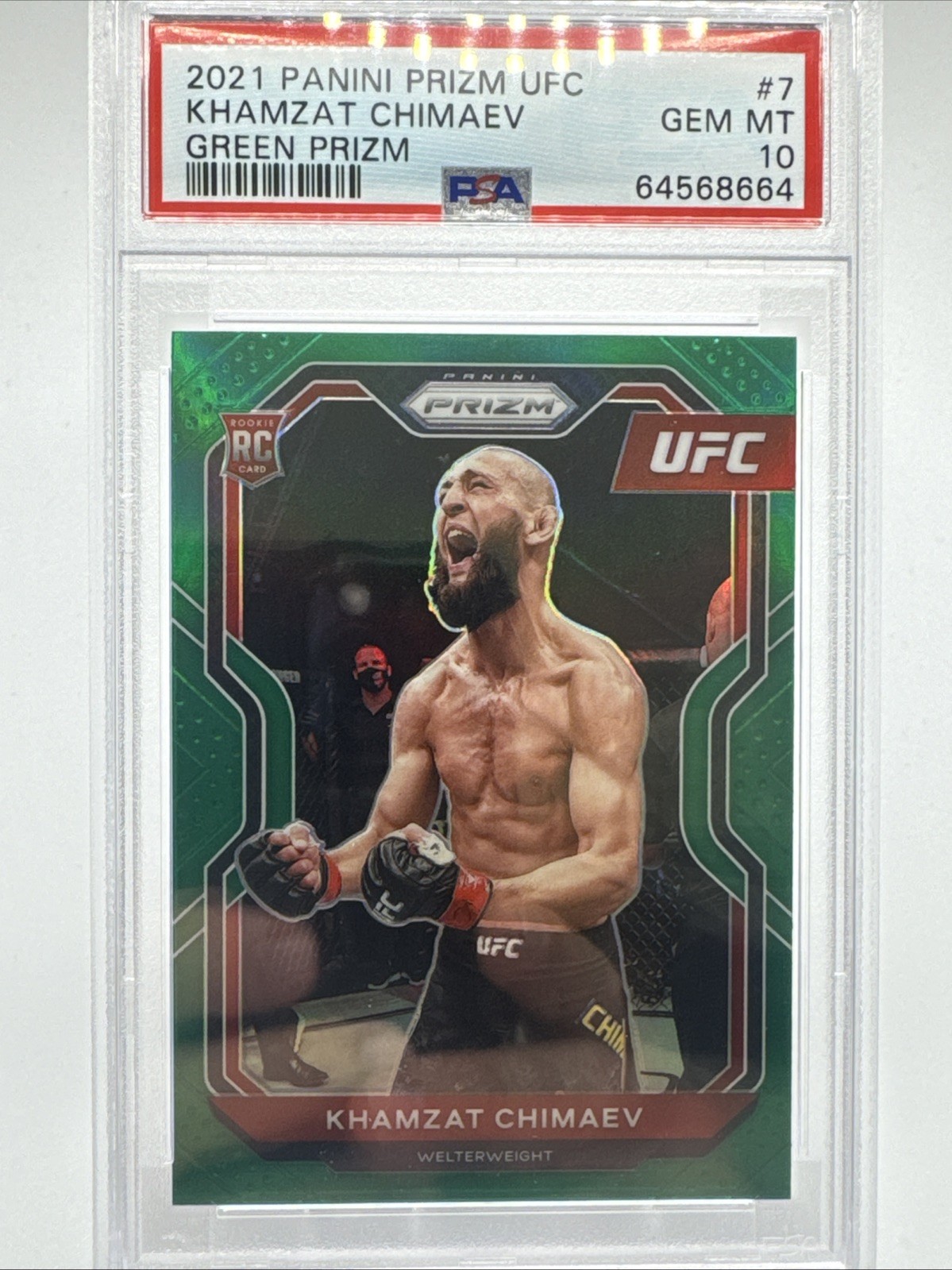 Khamzat Chimaev 2021 Prizm Green Rookie PSA-10 UFC-S-601