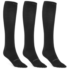 Knee-High Toe Socks 3 Pair, Athletic Hiking Socks, Moisture-Wicking, Anti-Bli...