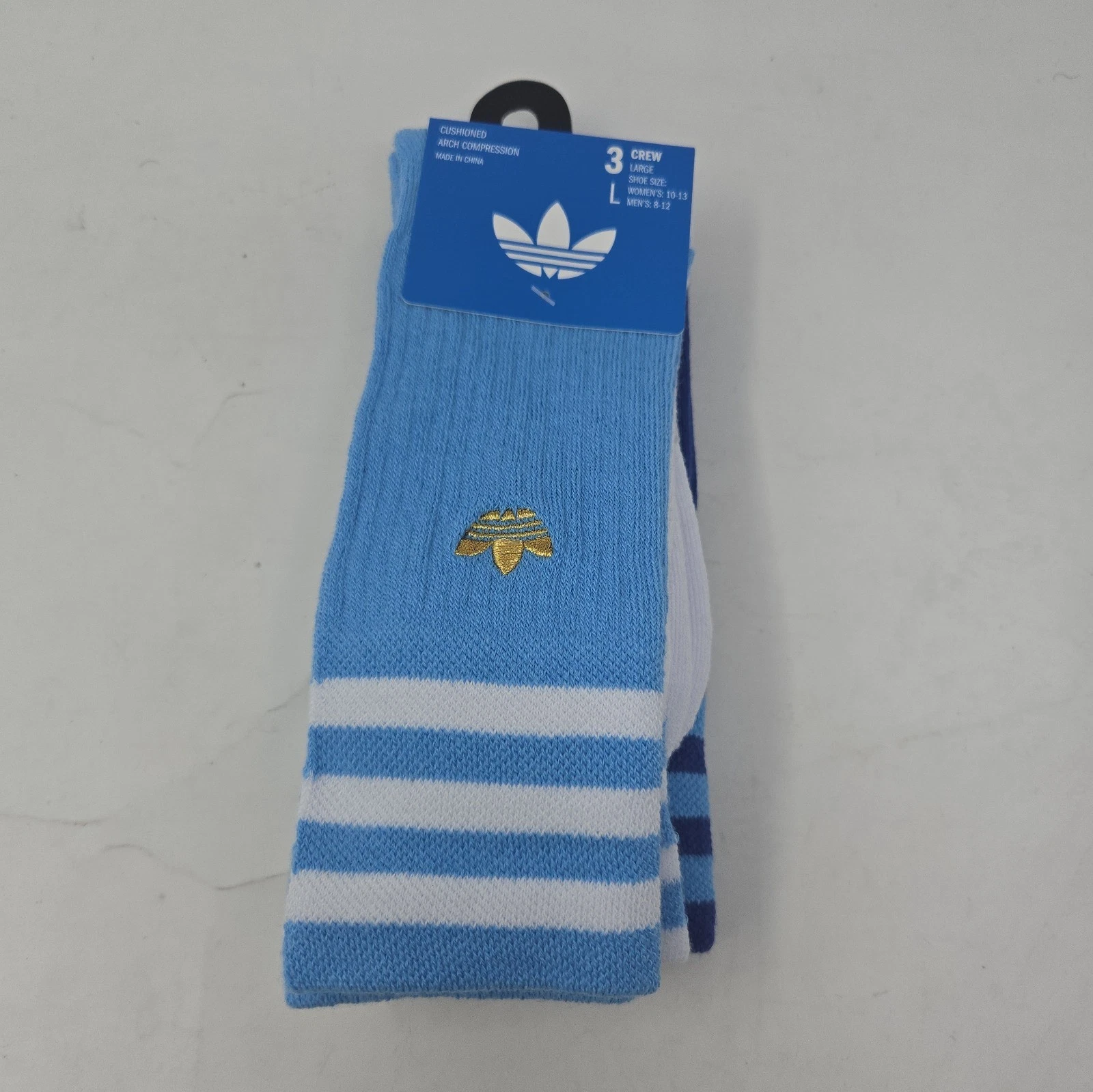 Adidas Mens Crew Cushioned Socks 3 Prs Originals Arch Compression SZ 8-12