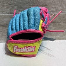 Franklin Air Tech Tee Ball Glove Kids Youth 8.5N Pink/Yellow/Blue