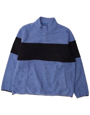 Marks & Spencer Herren Fleecepullover mit Knopfleiste XL Blau Colourblock JZ06