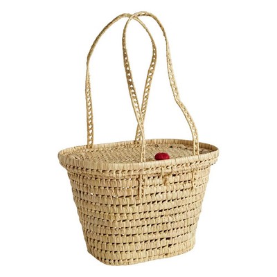 HAY Sobremesa Market Picnic Basket Hand-Woven Natural Red By Laila Gohar NEW