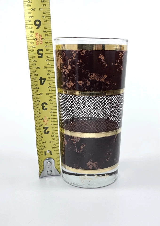 Juego de vajilla firmada por Georges Briard - 9 vasos de cobre dorado de mediados de siglo vintage Foto 3 de 4