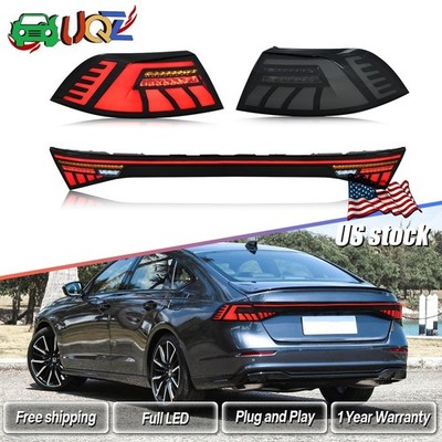Pair LED Tail Lights +Center Lamp For Honda Accord 2023-2025 w/Sequential Signal
