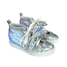 JOJO SIWA Girls Silver High top Sequin Fashion Sneakers Athletic Shoes Size 3