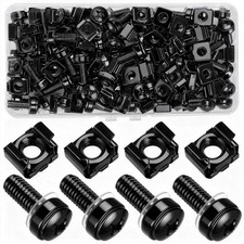 130 Sets Rack Mount Screws Cage Nuts for Server Cabinets - Black Carbon Steel