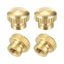 Brass Knurled Thumb Nuts, M4x0.7mm Round Stepped Knobs Fasteners 4Pcs
