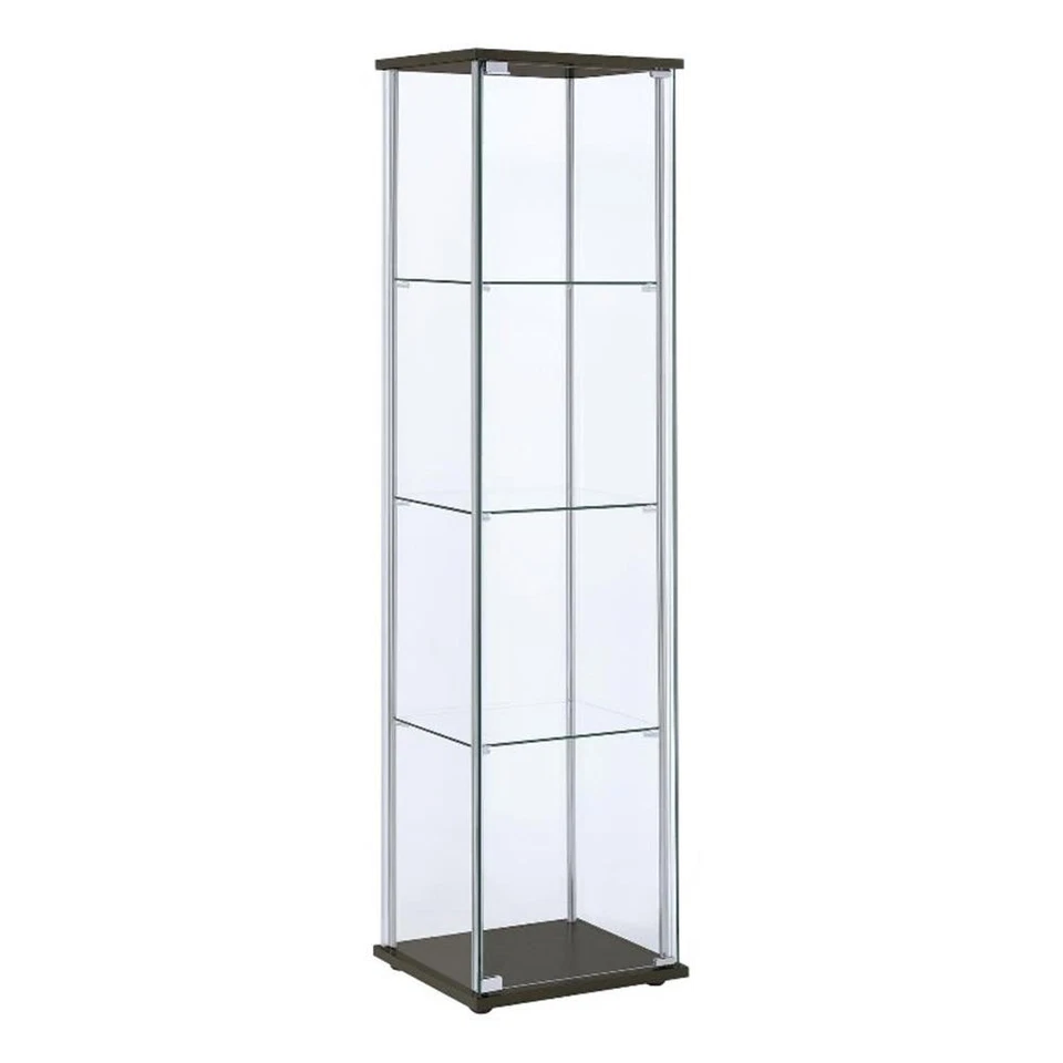 Gabinete de curiosidades de vidrio Coaster contemporáneo de 4 estantes en capuchino Foto 2 de 4