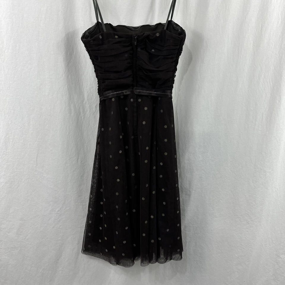 Vestido BCBGMaxazria Marrón Lunares Acanalado Sin Tirantes Aline Para Mujer Talla 6 Cóctel Foto 2 de 4
