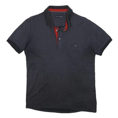 TOMMY HILFIGER Polo Femme Bleu Coton Mélangé Motif Dots Manches Courtes M - Photo 1/4