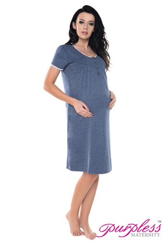 Purpless Maternity Pregnancy & Nursing Short Sleeves Lace Finish Nightgown 6066n - Picture 6 of 14