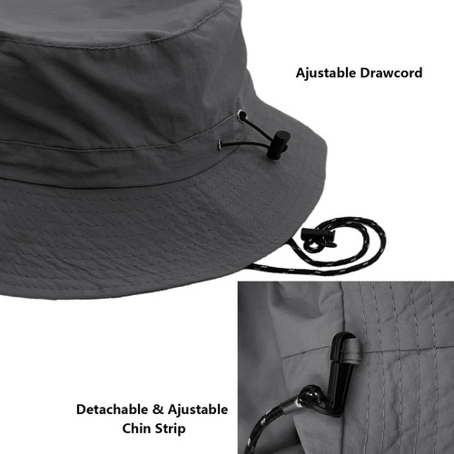 Waterproof Bucket Rain Hat with Chin Strap Quick Dry Packable Boonie Sun Hat ... - Picture 2 of 6